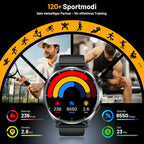 1.52" HD Fitness Tracker Watch with Blood Pressure, SpO2, Heart Rate, Sleep Monitor, 110 Sports Modes, 1000mAh Battery for Men