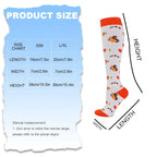 4 Pairs Cartoon Printed Compression Socks, Unisex Floral Sports Compression Long Socks, Suitable for Running, Hiking and Cycling, Made of Breathable, Sweat-Wicking and Ventilated Fabric