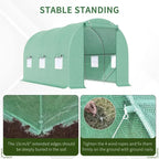 7x7x15 Walk-in Tunnel Greenhouse, Roll-Up Door, Windows, PE Cover, Ideal for Plant Growing in Backyard Garden