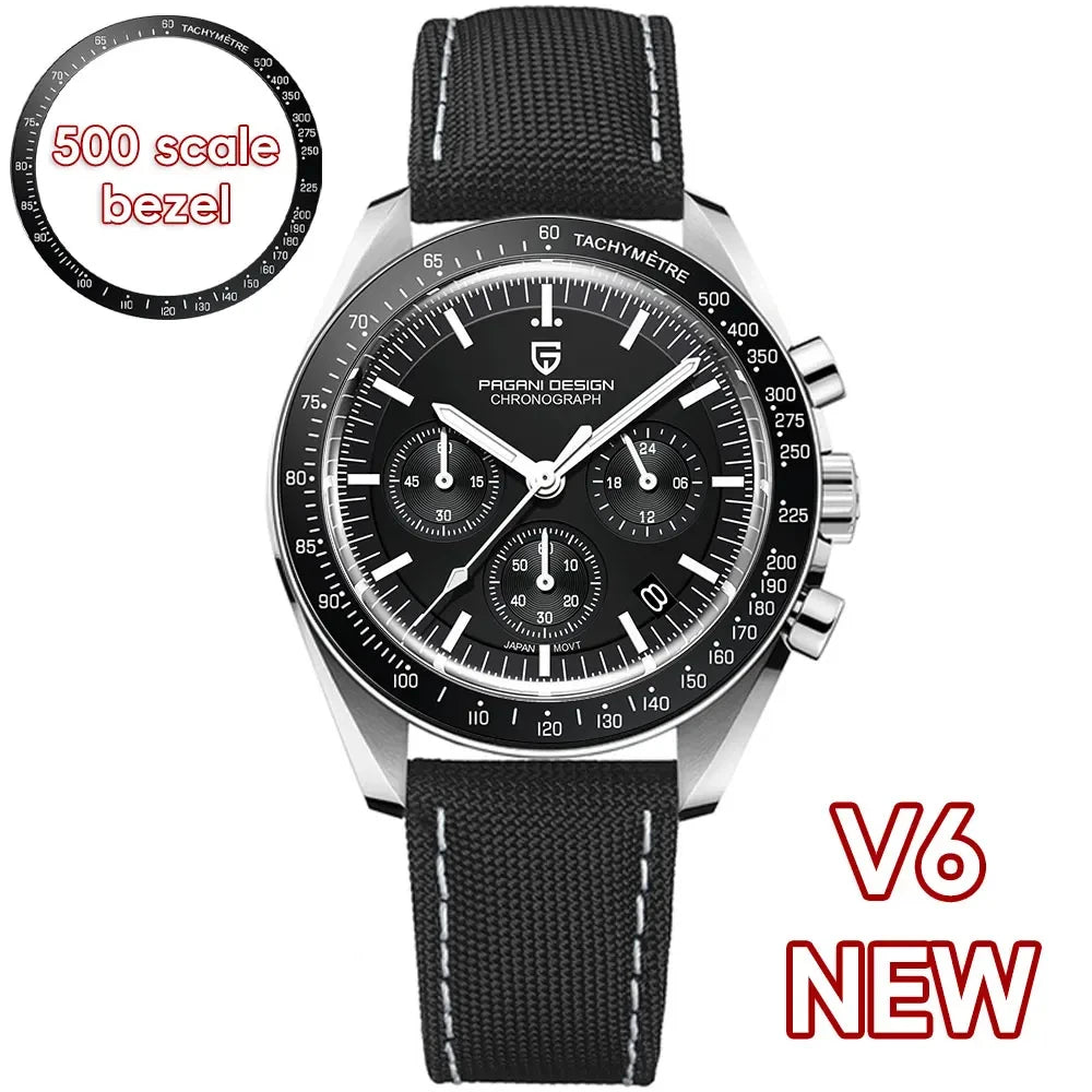 PAGANI DESIGN 2026 New Moon Watch Retro Luxury Quartz Watches For Men Stainless steel Luminous waterproof Sport Chronograph Man