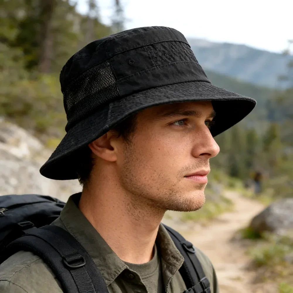 Spring Summer Washed Cotton Mesh Breathable Bucket Hats for Men Women Casual Panama Hat Hiking Camping Outdoor Hat Unisex