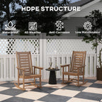 2 Outdoor Rocking Chairs, HDPE High Back Patio Rockers, Brown