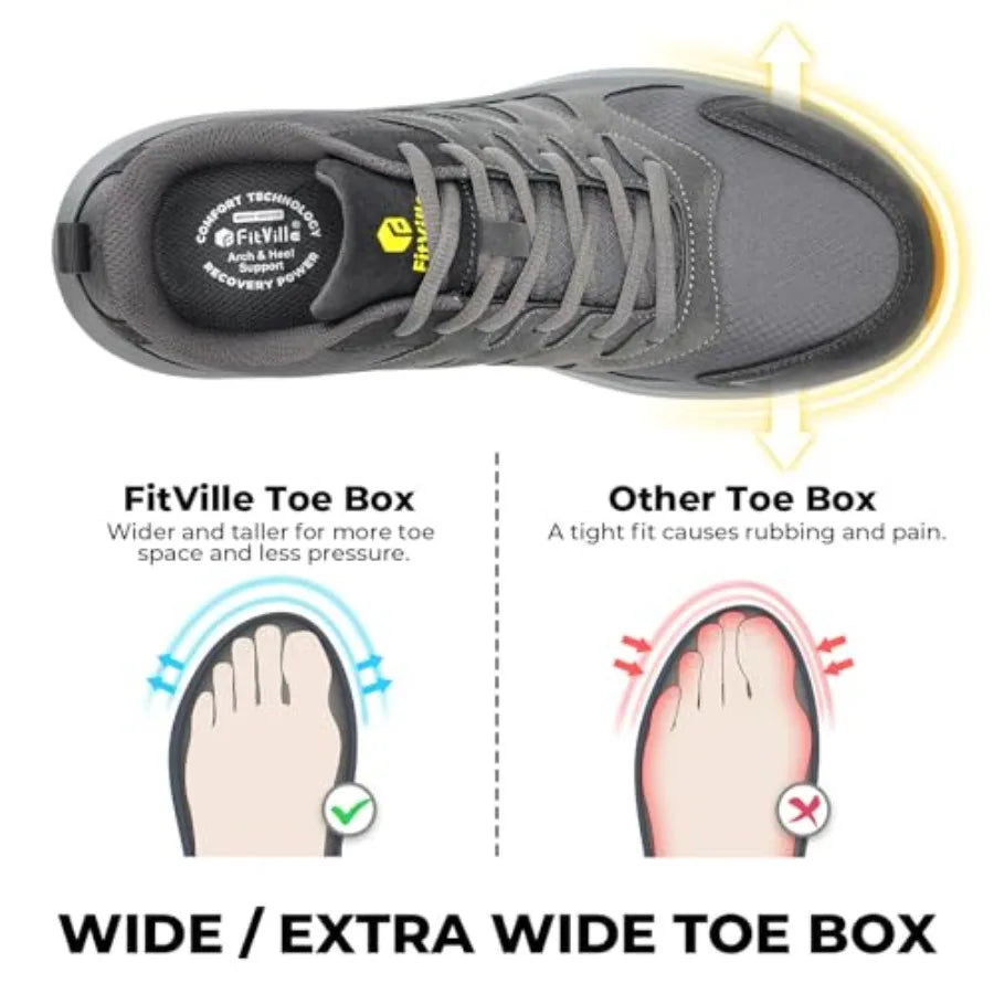 FitVille Men's Outdoor Hiking Shoes with High Traction Outsole, Water-Resistant and High Rebound Cushioning, Low-Top Trailing S