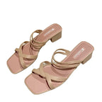 2022 New Fashionable Women's Sandals Slip-On Summer Thick Heel Slope Heel Shoes Two-Way Beachside Half Slippers PVC Material