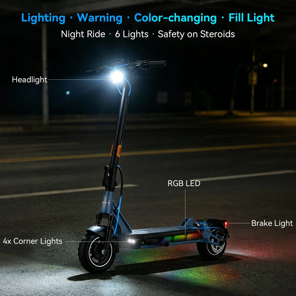 Kingsong Foldable Electric Scooter for Adults, 1000W Motor, 60V 14.5Ah Battery Long Range 50 Miles E-Scooter 31MPH Fast Speed, 10" Air Tires, High Power Commuter Scooter