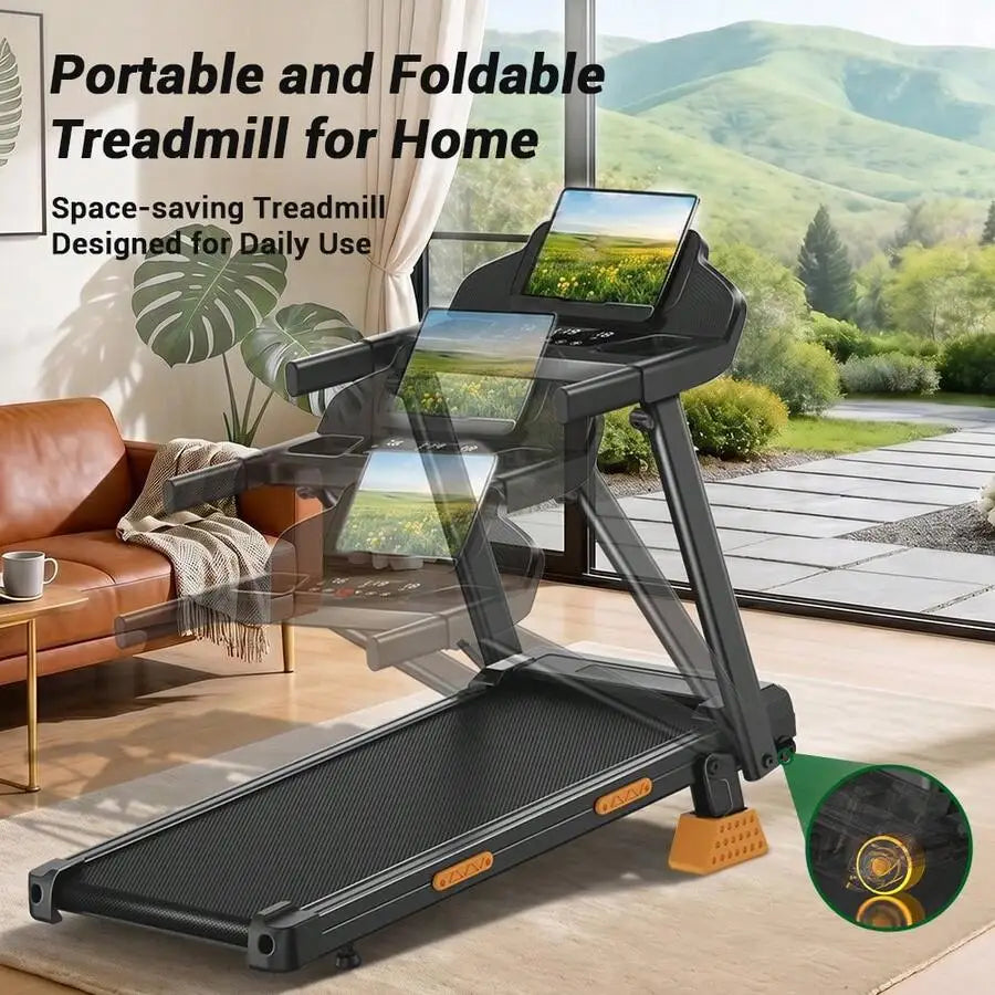 17% Incline Treadmill With Home, Portable Treadmills For Home With Handle,Treadmills For Home And Office, 300 Lbs Weight Capacity.