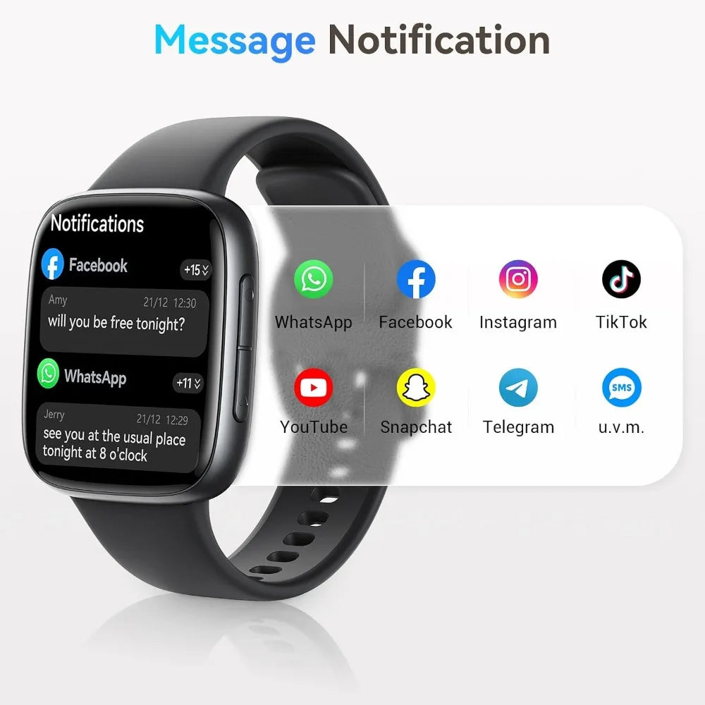Bluetooth Smartwatch with 1.85" AMOLED Display, Call Features, Fitness Tracking, and Water Resistance for Men and Women