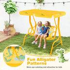 2-Seater Porch Swing Chair With Metal Stand Adjustable Canopy Outdoor Furniture