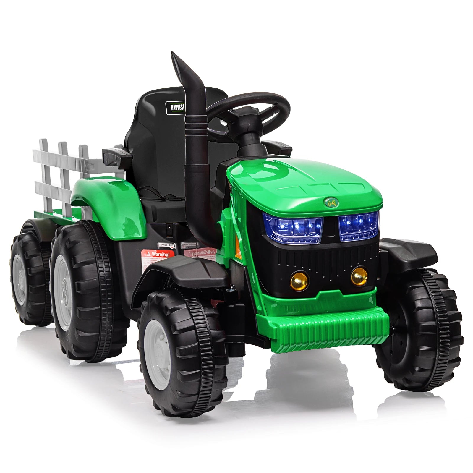 12V Kids Electric Tractor Ride On Toy With Dual Motors, 4 Wheel Battery Powered Farm Vehicle, 4 MPH Toddler Quad For Ages 3-6
