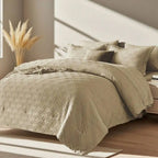 7pcs Simple And Stylish Embossed Comforter Sets Queen, 100% Polyester Lightweight Comfortable Summer Bedding Set, Super Soft And