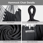 Outdoor 2-in-1 Hammock Chair with Stand in Blue Stripe, 475 lbs Capacity, Heavy Duty, Patented