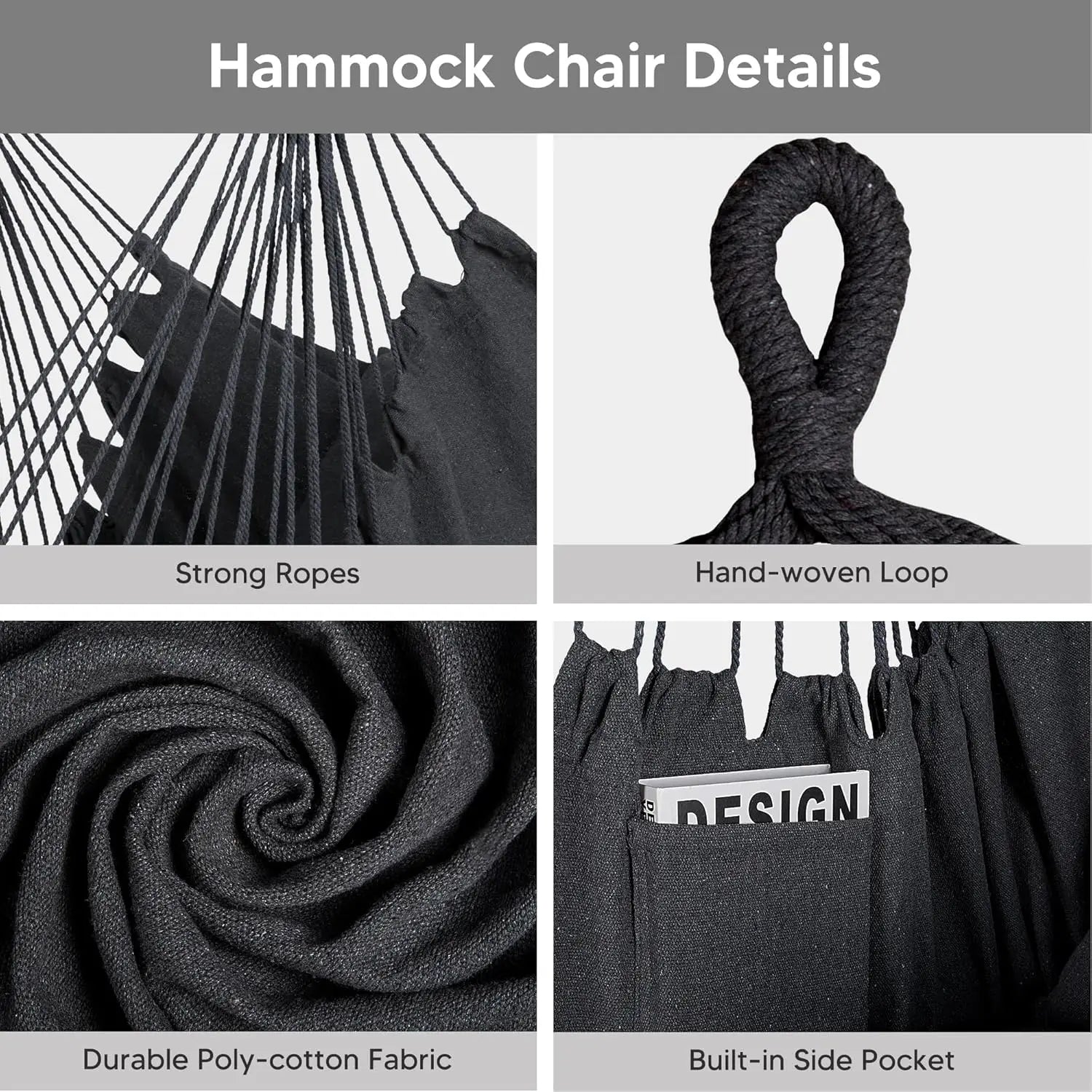 Outdoor 2-in-1 Hammock Chair with Stand in Blue Stripe, 475 lbs Capacity, Heavy Duty, Patented