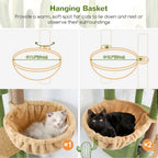 80 Inch Tall Multi-Level Cactus-Inspired Cat Tree with 3 Caves and 3 Baskets for Large Cats