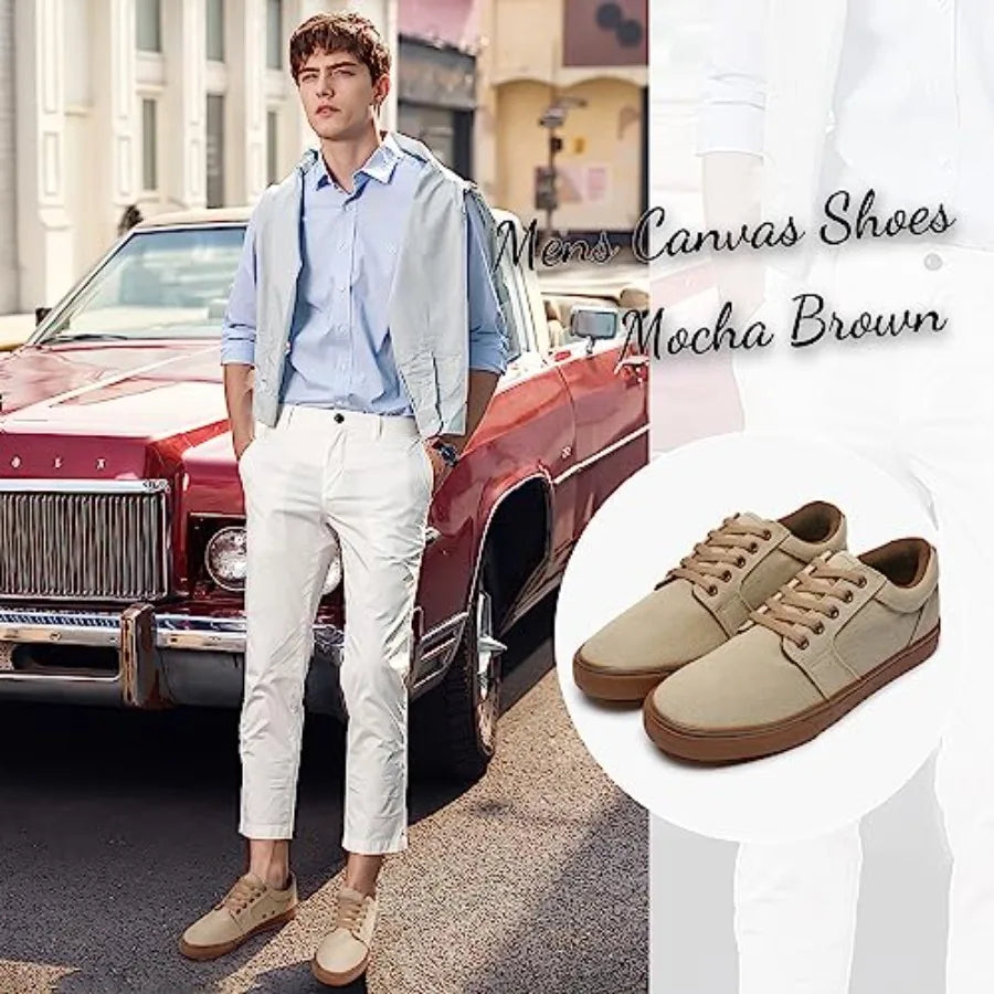 BENPAO Mens Casual Shoes Fashion Sneakers for Men Low Top Lace Up Canvas Shoes