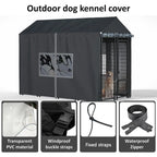 Outdoor Dog Kennel Cover - ull Coverage or 8'Dx4'Wx6'H Dog Cages, 600D Heavy Duty Waterproo Kennel Cover, Black