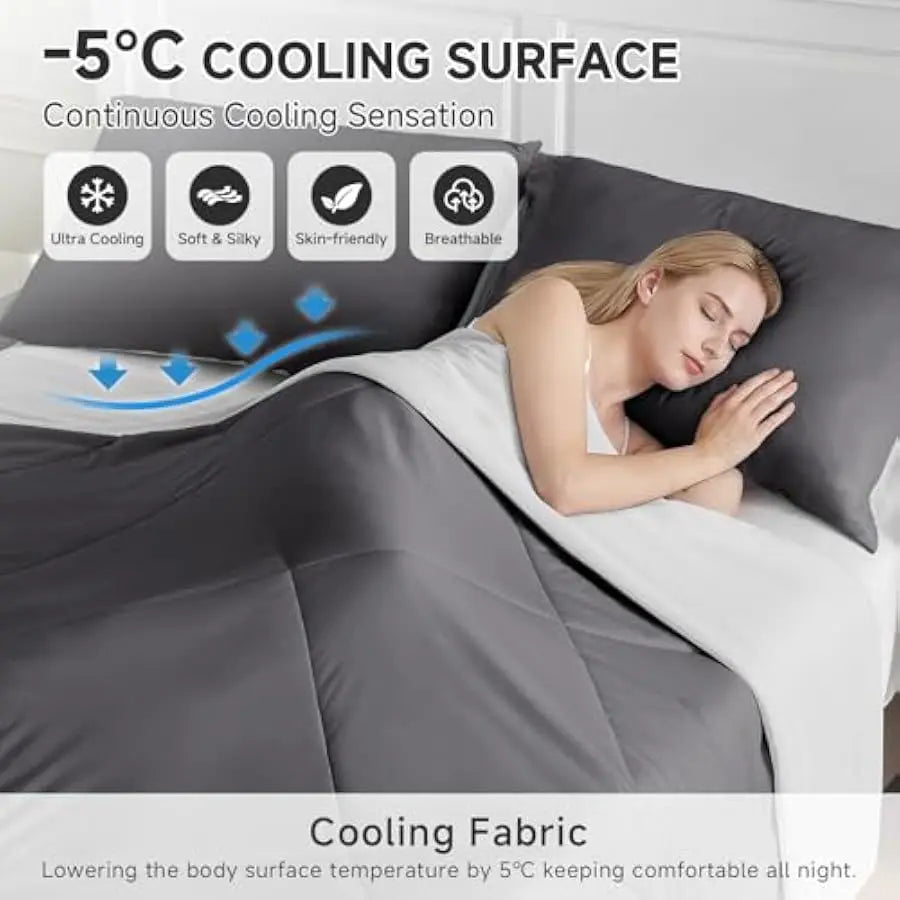 HOMFINE Cooling Comforter Japanese Double-Sided Cold Tech Fabric Cooling Blanket for Night Sweats Hot Sleepers, Q-Max 0.45 Soft