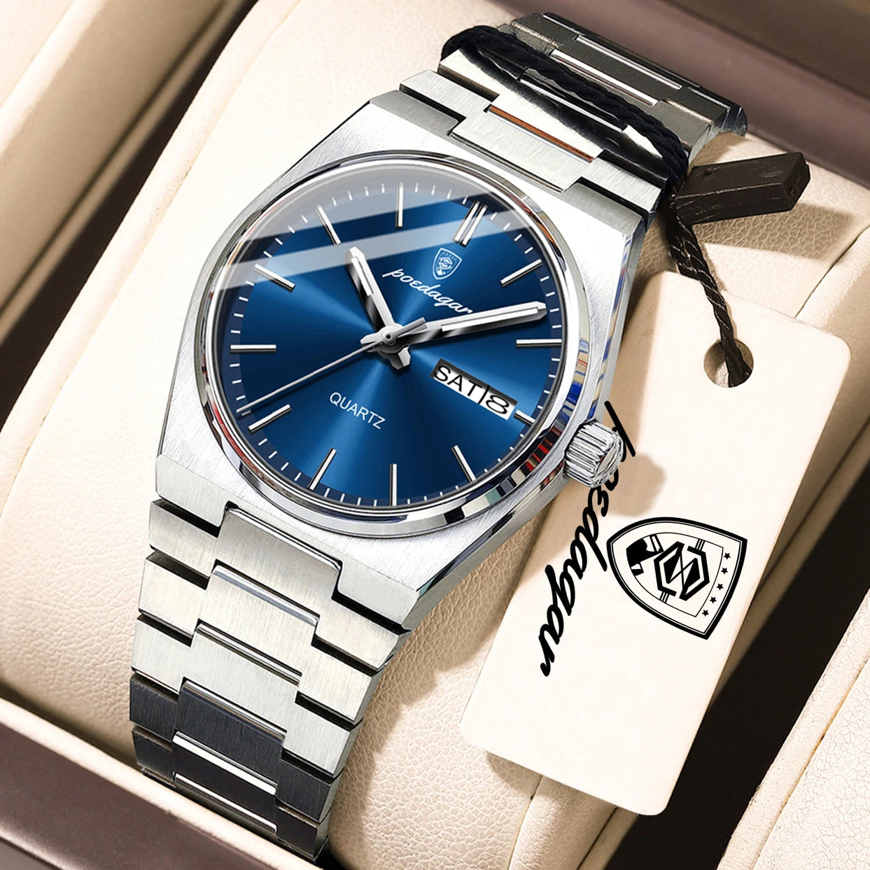 POEDAGAR Top Fashion Women Watch Waterproof Luminous Date Week Luxury Ladies Clock Quartz Stainless Steel Casual Woman's Watches
