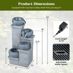 4-Tier Outdoor Water Fountain Cascading Bowl Waterfall Fountain with LED Lights