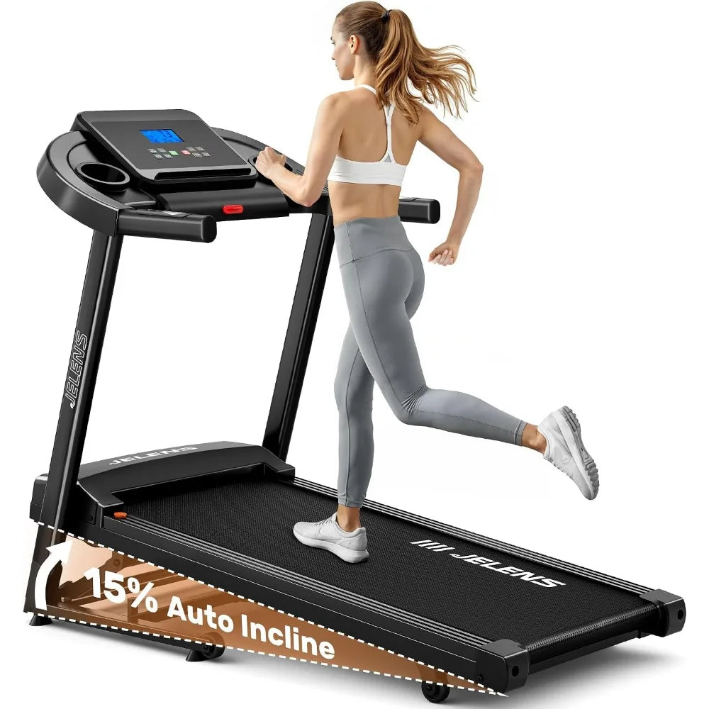 Foldable Incline Treadmill: Auto Adjusting, 330LBS Capacity, Pulse Sensors, Quiet 3.0HP, App-Enabled with LCD Display