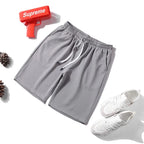 Running Shorts Summer Men Casual Solid Drawstring Short Pants Smooth Polyester Breathable Light Surfing Seaside Resort Swim Sports Pants