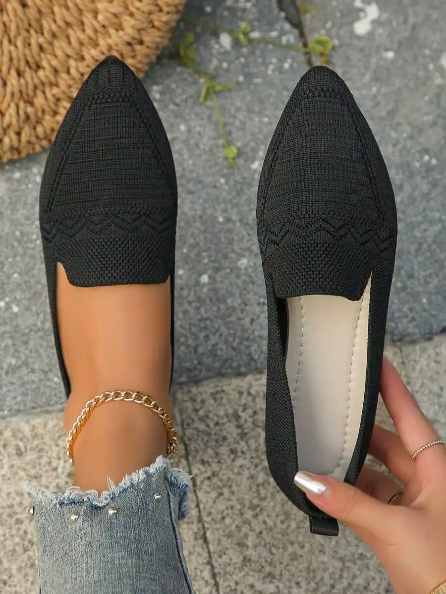 Pink Bowknot Pointed Toe Slip-On Flats For Women Comfortable Casual Summer Shoes
