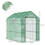 Outdoor walk-in greenhouse 7' x 5' x 6' with UV-protective green polyethylene cover, steel frame, mesh door and windows, includ