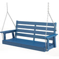 Extra Wide 2-Person Porch Swing, Blue, Durable HDPE, Stainless Steel Chains, Weather-Resistant, Ideal for Garden and Deck