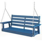 Extra Wide 2-Person Porch Swing, Blue, Durable HDPE, Stainless Steel Chains, Weather-Resistant, Ideal for Garden and Deck