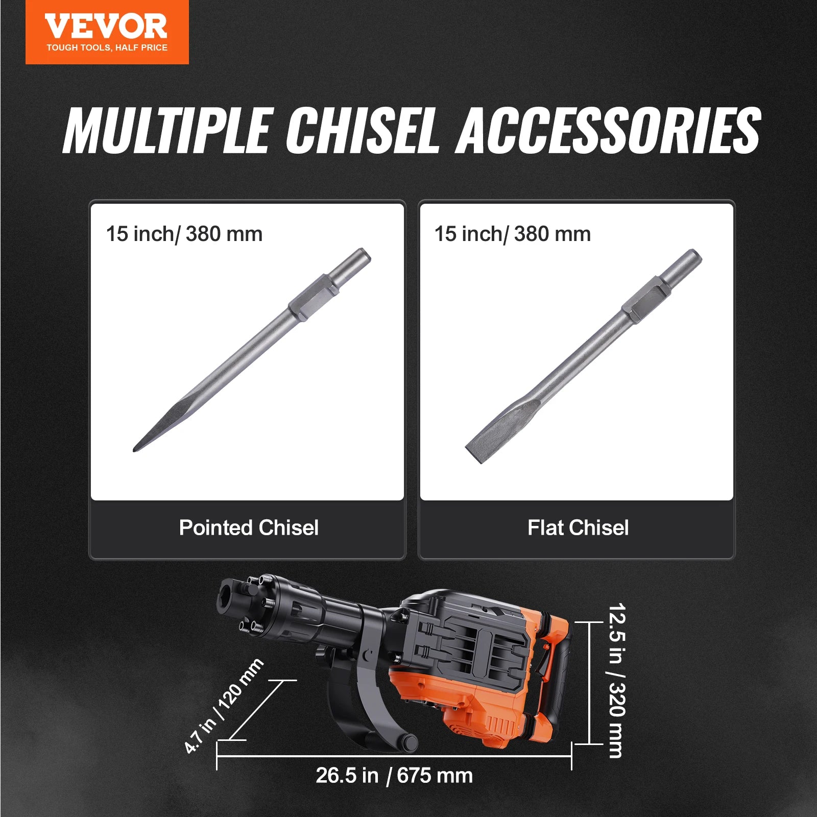 SucceBuy Demolition Jack Hammer 3500W Concrete Breaker 2pcs Chisel Gloves for Trenching 1900 BPM Heavy Duty Electric Jack Hammer