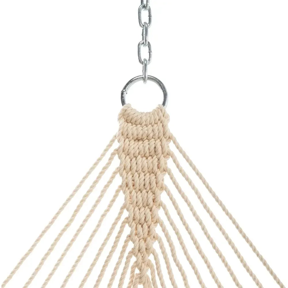 Luxury Durable Cotton Rope Hammock with Extended Chains & Hooks, Handcrafted USA, 450 lbs Capacity, 13 ft x 60 in