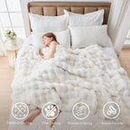 Faux Fur Throw Blanket for Couch, 1000 GSM Cozy Fuzzy Fluffy Soft Plush Thick Bubble Sherpa Blanket for Sofa Bedroom Living Room