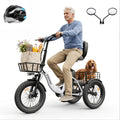 Spacewalk Electric Trike for Adults 1200W Peak Motor, 48V 15Ah Fat Tire 3 Wheel Electric Bike, 60 Miles Long Range Folding Cargo E Bike with Rear Basket, Adjustable Backrest Seat for Seniors-White