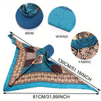 Women Fashion Printed Satin Headscarf Baseball Cap with Brim, Soft Breathable Summer Outdoor Sun Protection Hat Ladies Windproof Head Wrap Sun Hat