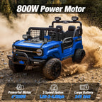 2 Seater 24V Kids Electric Ride On Off-Road Truck with Remote Control Bluetooth LED Lights, 2-Seat Ride On Vehicle Toy for Kids Boys Girls Gift