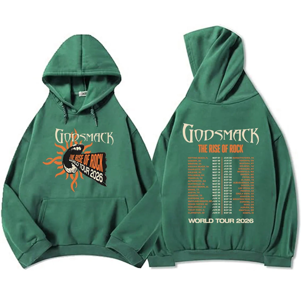 GODSMACK The Rise of Rock Tour 2026 Hoodies Loose Casual Men Women Pullovers Graphic Merch Fleece Long Sleeve Hooded Sweatshirts