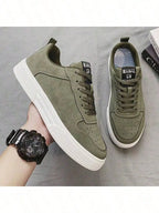 Solid Color Lace Up Thick Sole Skate Shoes Comfortable Non Slip Versatile Casual Walking Sneakers For Men Daily Outdoor All