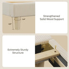 Queen Bed Frame with Headboard LED Lighting,Upholstered,Beige Easy Assembly,LED Lighting Headboard,No Squeaks,Vertical Channel
