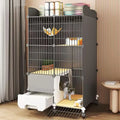 Indoor Pet Playpen with Detachable Metal Wire, 360° Wheels, Climbing Ladder, and Litter Box (29.5x15.4x49.2in)