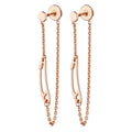Rose Gold Plated Oval Link Chain Drop Earrings with Polished Finish & Layered Chain Dangle Detail