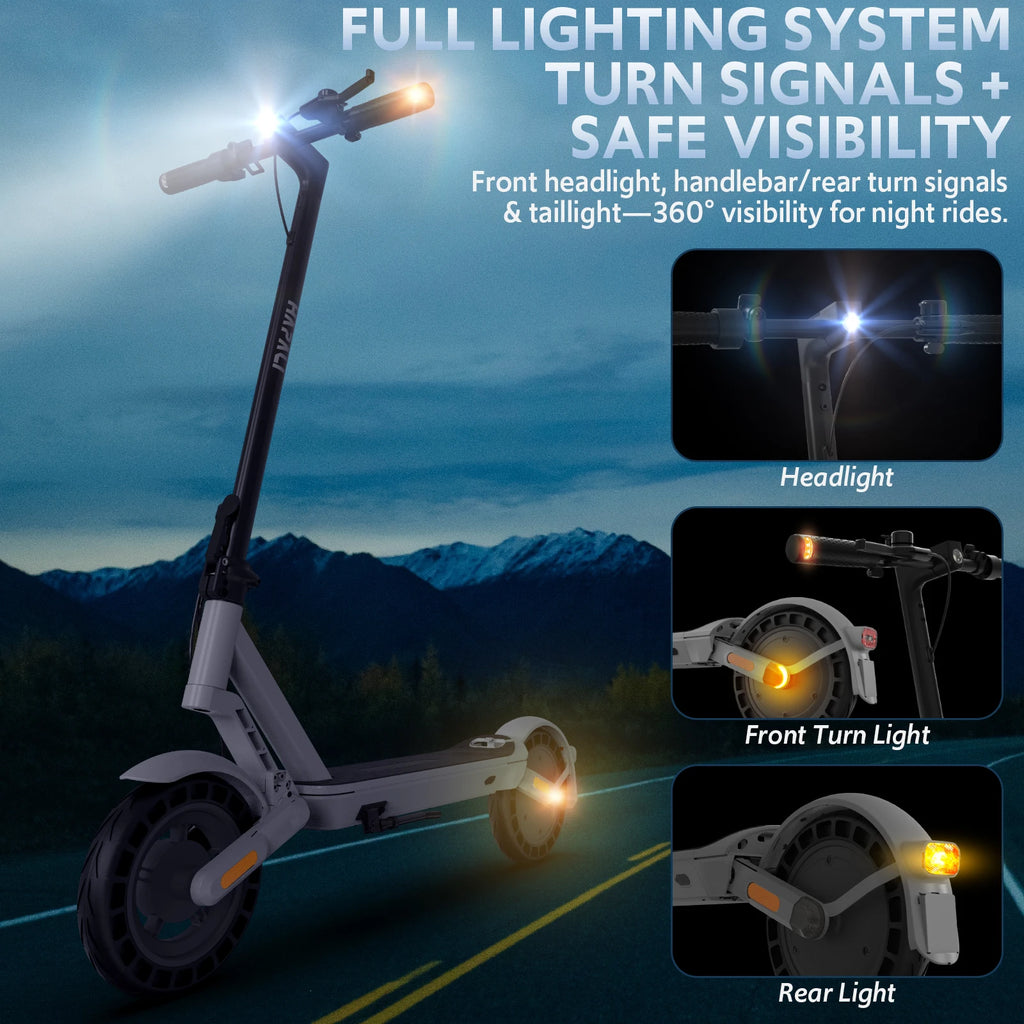 Electric Scooter for Adults with Double Swing-Arm Suspension, 21-Mile Range - 10" Tires & Full 360° Lights
