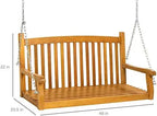 48in Wood Porch Swing Outdoor Patio Hanging Bench Chair Furniture for Deck, Garden, Yard w/Mounting Chains, Curved Back