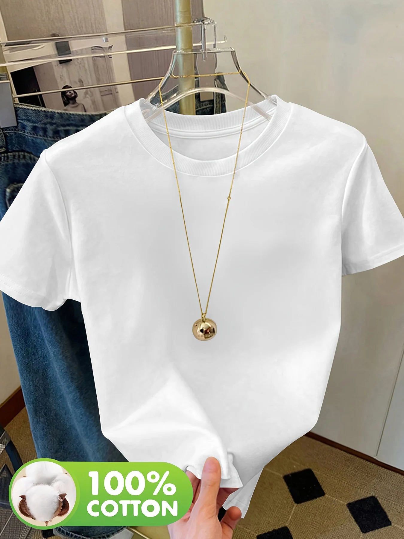 Short Sleeve T-shirt Minimalist Solid Plain Cotton O Neck Oversized Loose Sport Daily Women Summer All Season