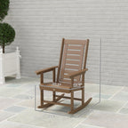 2 Outdoor Rocking Chairs, HDPE High Back Patio Rockers, Brown