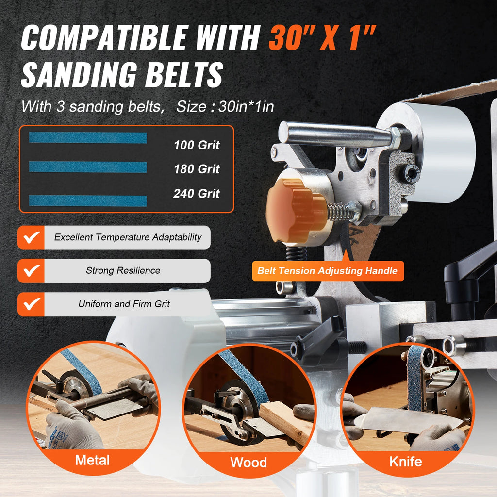 SucceBuy Belt Grinder Sander 30 x1-Inch Variable Speed Belt Polisher W/VFD 550W Grinding Polishing for Metalworking Knife Making