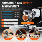 SucceBuy Belt Grinder Sander 30 x1-Inch Variable Speed Belt Polisher W/VFD 550W Grinding Polishing for Metalworking Knife Making