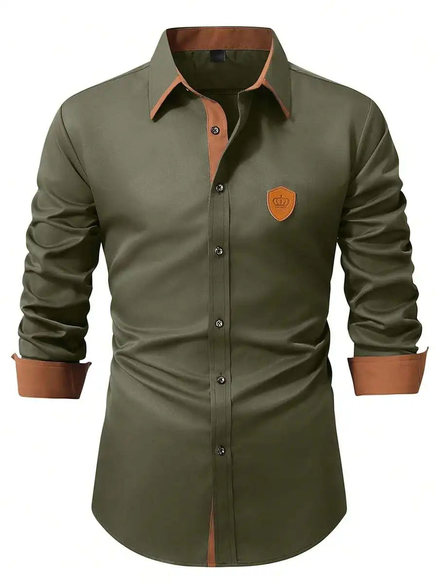 Mens Business Casual Long Sleeve Button Down Dress Shirt Formal