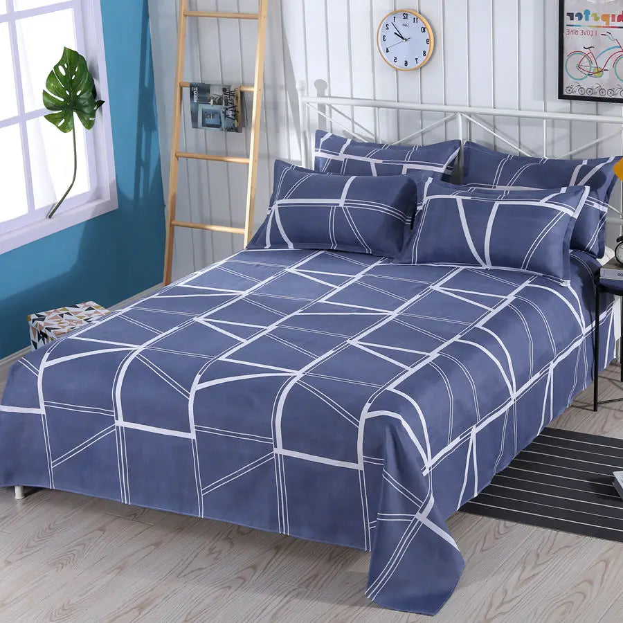 3pcs/Set Home Textile Bed Sheet Set with Pillowcases Cotton Material Lovers Room Bedding Room Flat Sheet