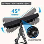 Durable Adjustable 3-Seat Patio Swing Chair for Outdoor Porch, Garden, and Poolside (Black)