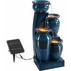 4-Tier Cascading Bowl Fountain with LED Lights for Gardens, Lanai, Patios, Balconies, Lawns in Blue