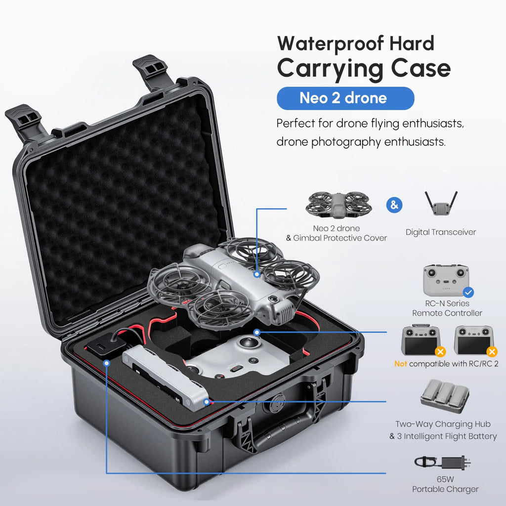 STARTRC NEO 2 Case,Waterproof Hard Carrying Mini Case for DJI Neo 2 Accessories for RC-N Controller【NOT for RC 2/RC】